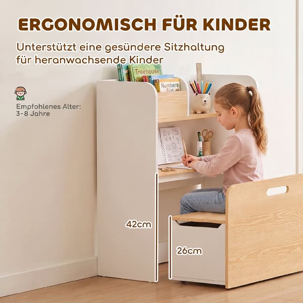 HOMAIRE 5-i-1 Barnbord och Stolar Set Vit MDF för 3-8 år Vit 80 x 29 x 80 cm