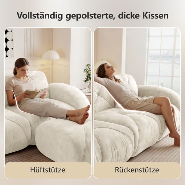 HOMAIRE L-format modulsoffa med fotstöd, 4-sits, ljusbeige chenille Light beige 358 x 171 x 76 cm