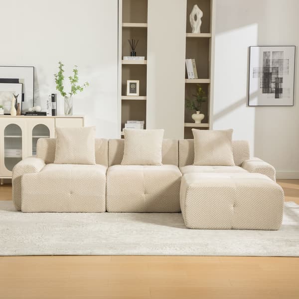 HOMAIRE modulsoffa i chenille med 30D högelastiskt skum, ljus khaki Light Khaki