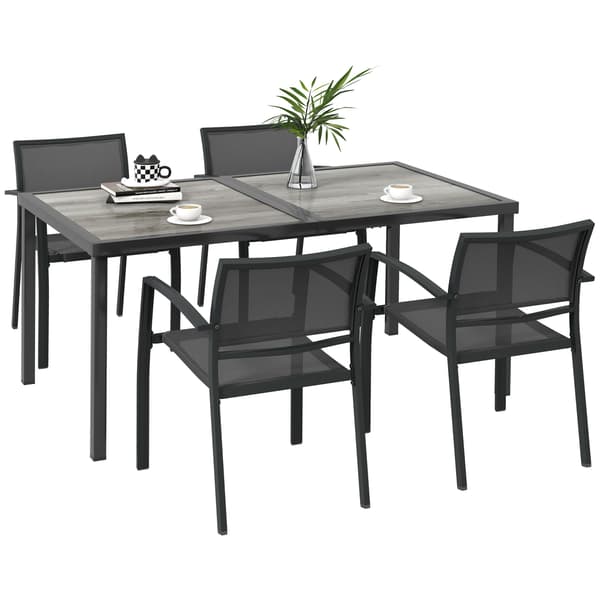 HOMAIRE Trädgårdsmöbelset med 1 bord och 4 stapelbara stolar, grå, 150x87x72 cm Grå