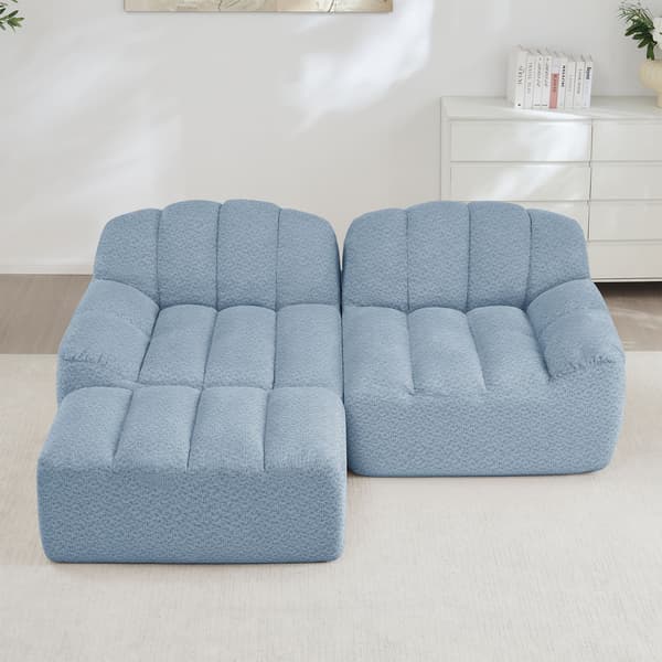 HOMAIRE 2-sits modulsoffa i L-form med ottoman, blå Blå 210 x 165 x 79 cm