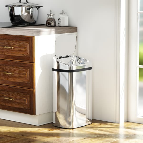 HOMAIRE Sensoravfallskärl 30L med rörelsesensor för kontor och sovrum i rostfritt stål och plast Silver 33 x 25 x 57.5 cm