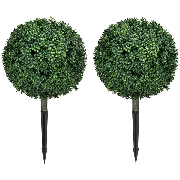 HOMAIRE Konstgjorda Buxbom 2-pack, realistisk, väderbeständig, lättskött, 70 cm Grön