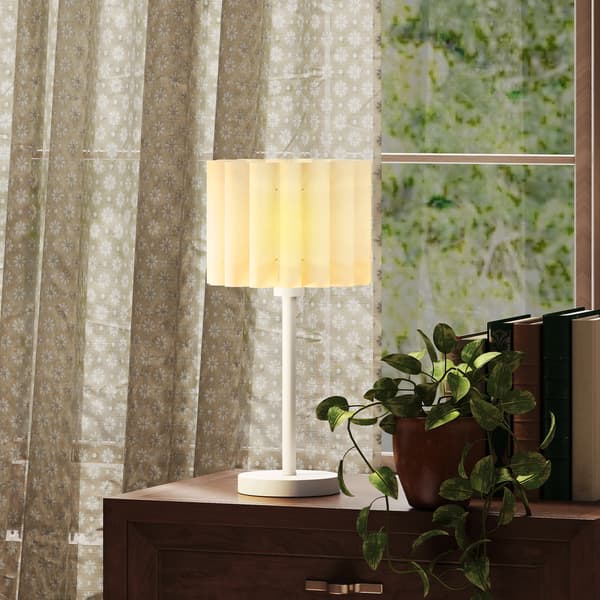 HOMAIRE Retro bordslampa med vit plastskärm och knappströmbrytare, E27 Vit