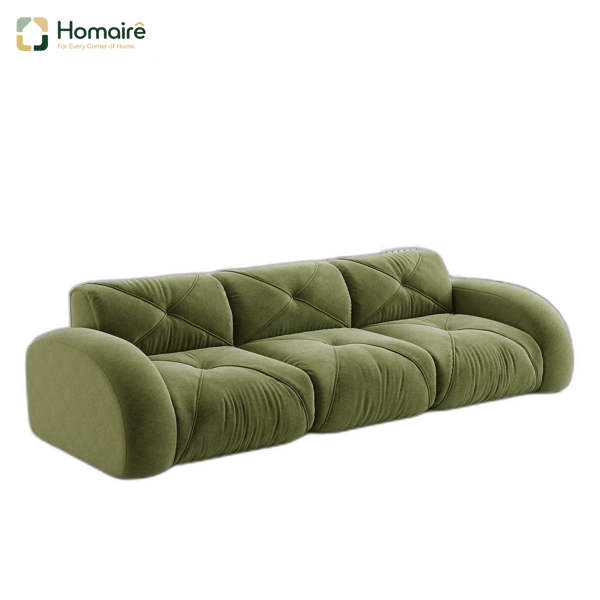 HOMAIRE ramfritt tresitsigt modulsoffa i chenill, grön, extra stor Grön 281 x 95 x 76 cm