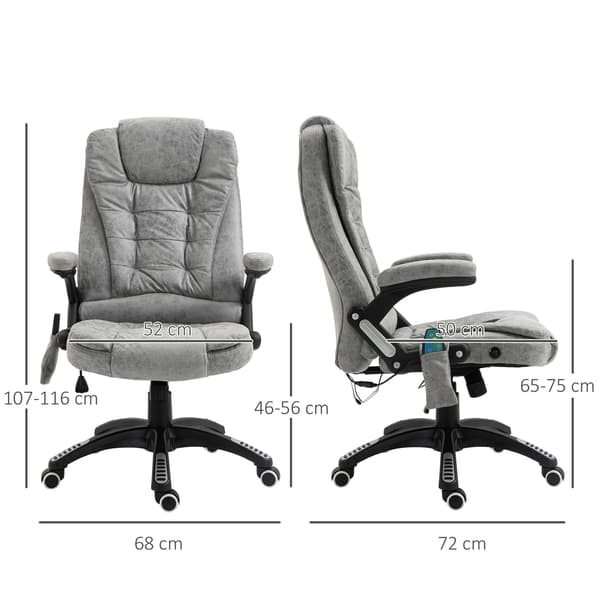 HOMAIRE ergonomisk kontorsstol med massage- och värmefunktion, justerbar, max 120 kg, grå Grå