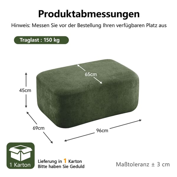 HOMAIRE Ottoman Velvet - Grön sammetpuff Grön 96 x 69 x 45 cm