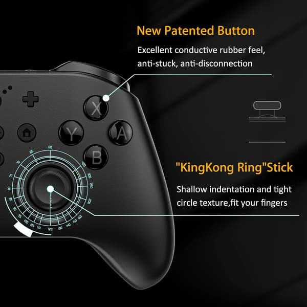 GuliKit KK3 Max, Kingkong 3 Max Controller för Switch, 4 Bakåtknappar, Hall Joysticks & Triggers, svart svart