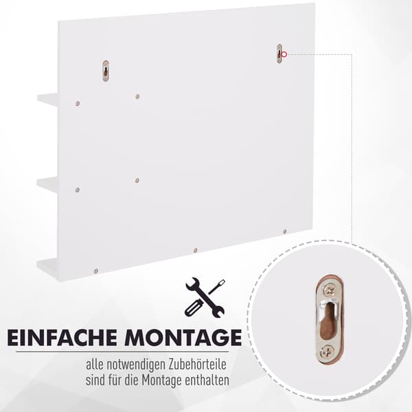 HOMAIRE badrumsspegel med 3 hyllor, vit MDF, 60x10x48 cm Vit