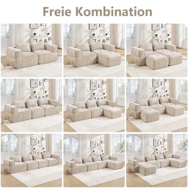 HOMAIRE Extra stort 4-sits molnsoffa utan ram, beige, modulär, 32D högdensitetsskum Beige 344 x 93 x 67 cm