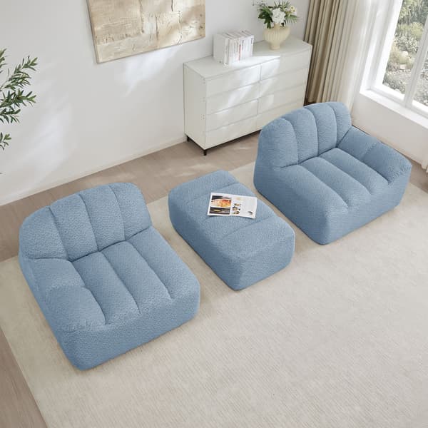 HOMAIRE 2-sits modulsoffa i L-form med ottoman, blå Blå 210 x 165 x 79 cm