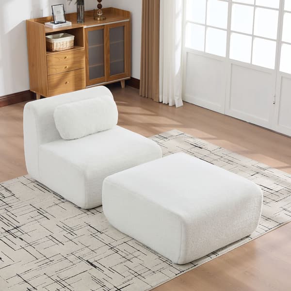 HOMAIRE modulsoffa i chenille med högelastiskt skum, elfenbensvit Ivory 79 x 177 x 71 cm