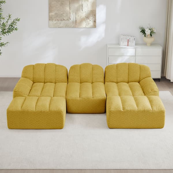 HOMAIRE 3-sits modulsoffa i U-form med 2 ottomaner, gul Gul 288 x 165 x 79 cm