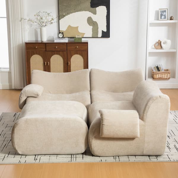 HOMAIRE modulsoffa i chenille med högelastiskt skum, ljus khaki Light Khaki
