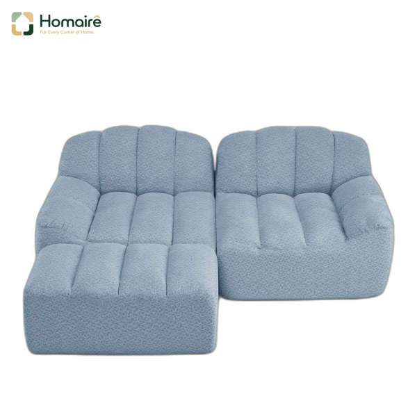 HOMAIRE 2-sits modulsoffa i L-form med ottoman, blå Blå 210 x 165 x 79 cm