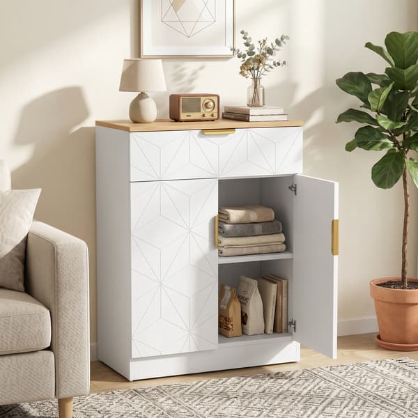 HOMAIRE Sideboard med lådor och justerbart hyllplan i vitt Vit 60 x 32 x 82 cm