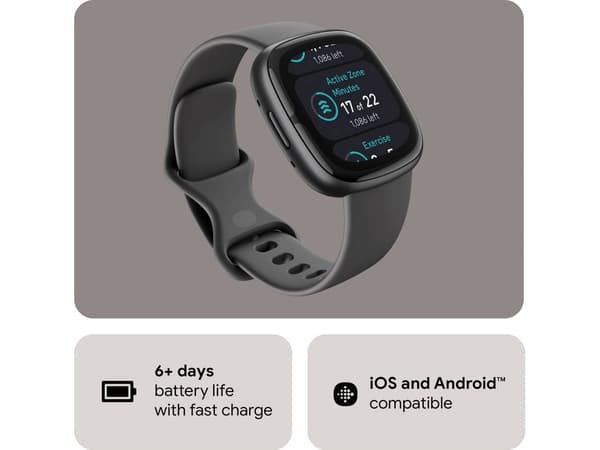 FITBIT Sense 2 Smartklocka (Bluetooth - 6 dagars batteritid - Svart)