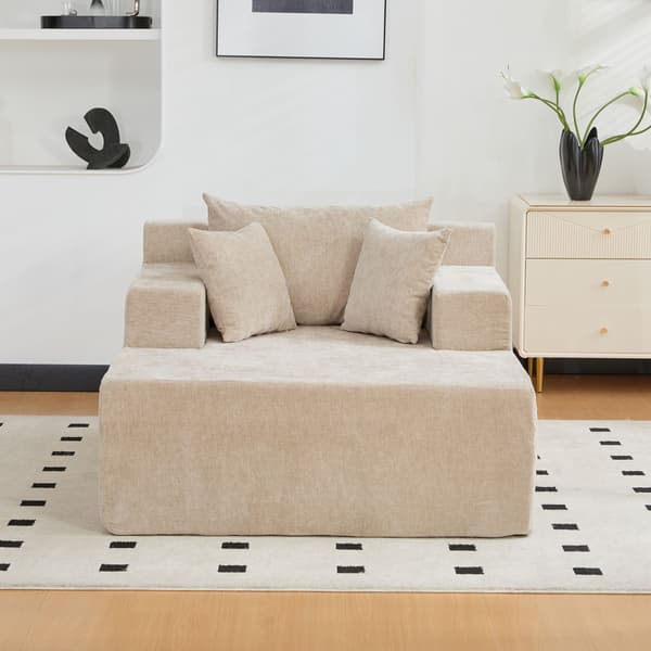 HOMAIRE modulsoffa i chenille med 30D högelastiskt skum, ljus khaki Light Khaki