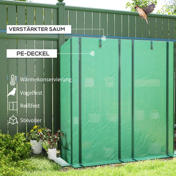 HOMAIRE Mini-växthus med 3 hyllplan, UV-beständig plastöverdrag, grön, 144x48x152 cm Grön