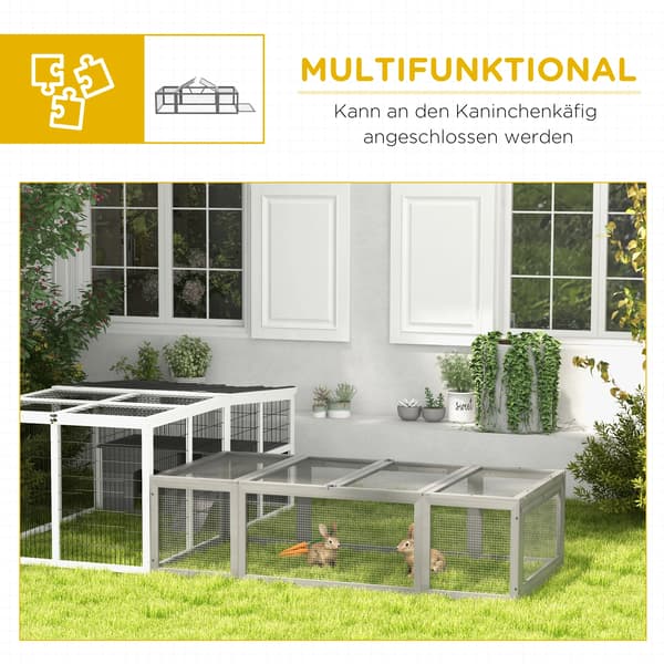 HOMAIRE Kaninbur i grå gran med uppfällbart tak 180x90x48 cm Grå