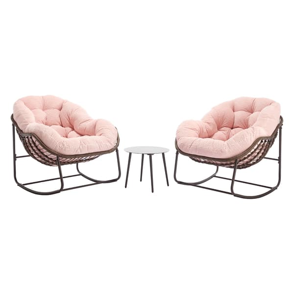 HOMAIRE Utomhus Rattanstol med Stålram och Rosa Sittdyna Rosa