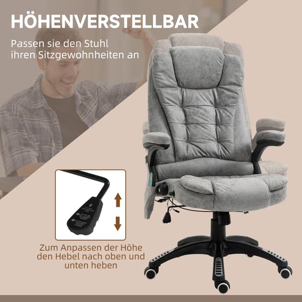 HOMAIRE ergonomisk kontorsstol med massage- och värmefunktion, justerbar, max 120 kg, grå Grå