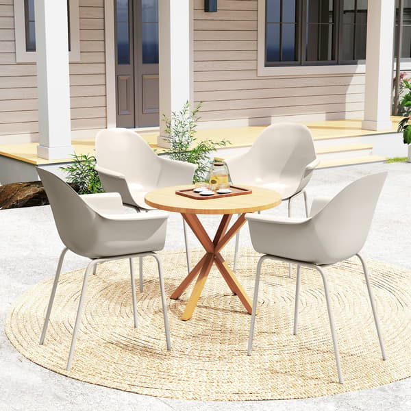 HOMAIRE 4-pack trädgårdsstolar i grått, modern design, 59x55x84 cm, stål och plast Grå