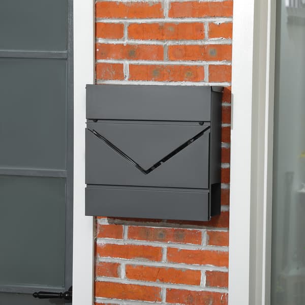 HOMAIRE Brevlåda med lock och lås, galvaniserat stål, mörkgrå, 37x10,5x37 cm Mörkgrå