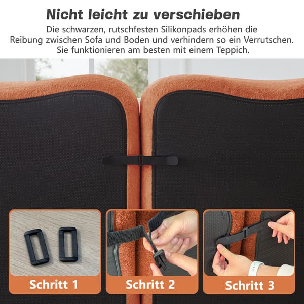 HOMAIRE 3-sits modulsoffa i L-form med ottoman, sammet, orange Orange 288 x 167 x 70 cm