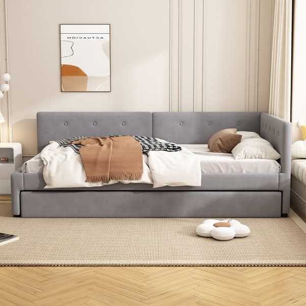 HOMAIRE utdragbar dagbädd med sammet och MDF-ram, grå Grå 210 x 97 x 71 cm