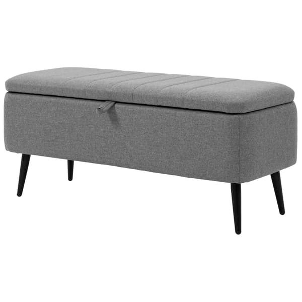 HOMAIRE sittbänk med förvaring 102x40x44 cm, grå polyester och stålben Grå