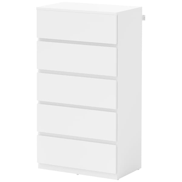 HOMAIRE Kommod med 5 lådor, vit, 55x34x100 cm, träkomposit Vit