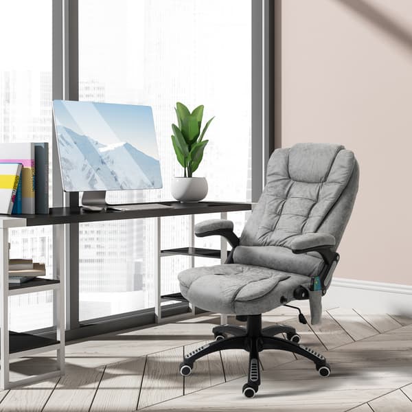 HOMAIRE ergonomisk kontorsstol med massage- och värmefunktion, justerbar, max 120 kg, grå Grå