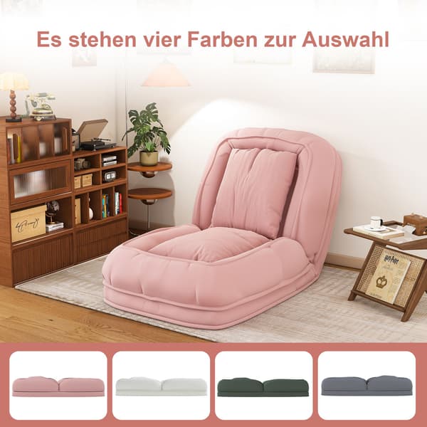 HOMAIRE Fällbart Ergonomiskt Sängsofa för Vuxna & Husdjur – 5-Positioner, 2 Kuddar, Spara Plats Multifunktionellt Lounge för Vardagsrum & Sovrum (Rosa Rosa 180 x 90 x 26 cm