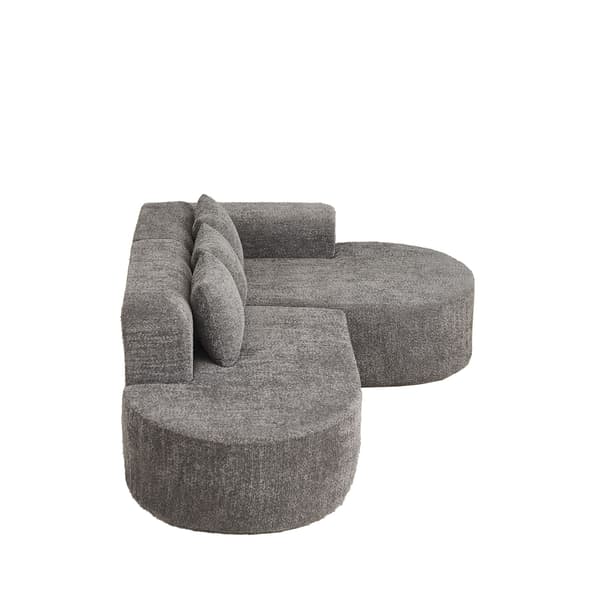 HOMAIRE Modern L-förmigt Ecksofa i anthrazit med rundat design och Chenille-stoff Grå