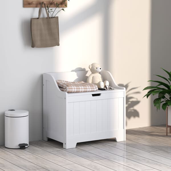 HOMAIRE Förvaringslåda i MDF med lock, vit, 61L rymlig och modern design Vit