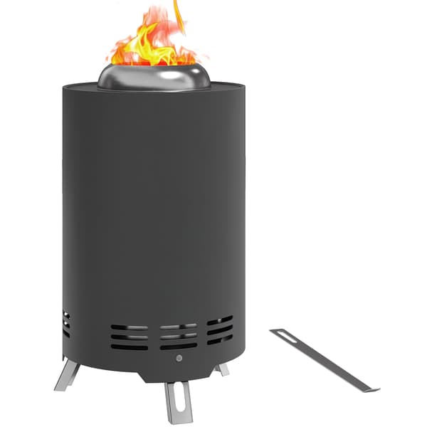 HOMAIRE Feuerschale Ø16x25 cm i rostfritt stål med röksystem och skruvstång, grå Grå
