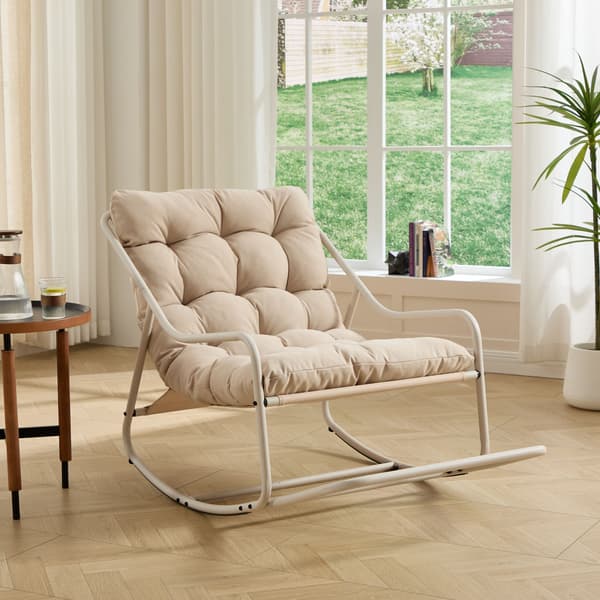 HOMAIRE Utegunga med mjuk, tjock beige dyna i stålram Beige