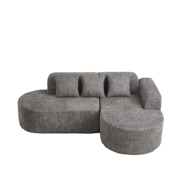 HOMAIRE Modern L-förmigt Ecksofa i anthrazit med rundat design och Chenille-stoff Grå