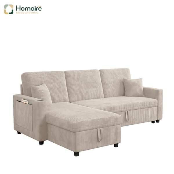 HOMAIRE L-formad bäddsoffa med förvaring beige Manchester Beige