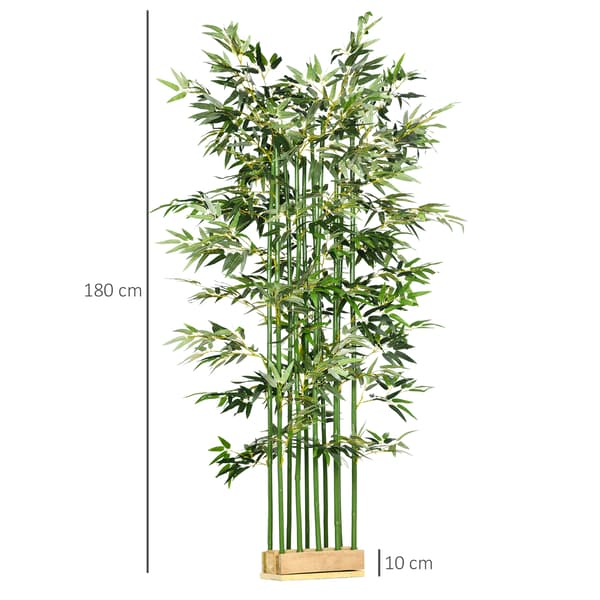 HOMAIRE konstgjord bambu 180 cm, realistisk grön konstväxt i polyester och bambu, lättskött för inomhusbruk Grön
