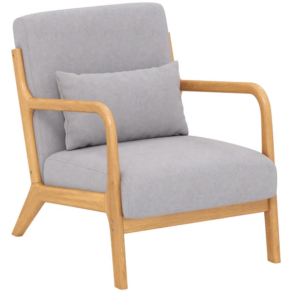 HOMAIRE Elegant Loungestol med Träram och Grå Samtpolstring, 78x61x76 cm Grå