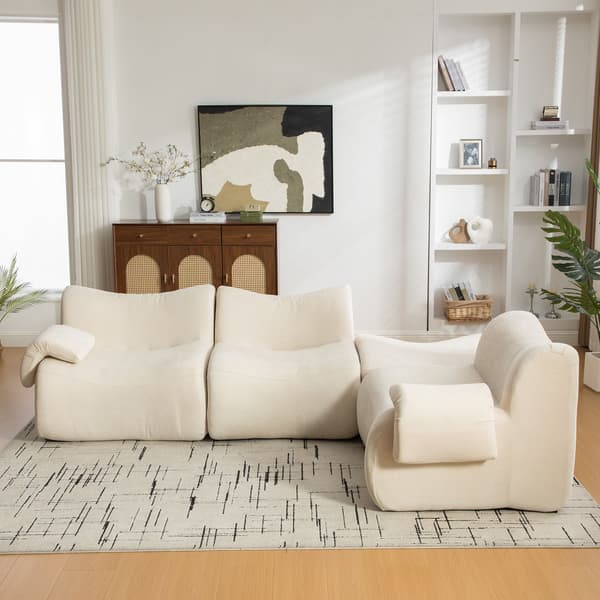 HOMAIRE modulsoffa i chenille med högelastiskt skum, beige Beige