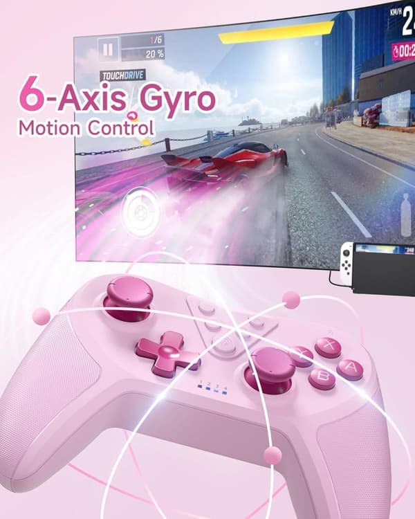 EasySMX T37 trådlös switchkontroll för switch rosa rosa