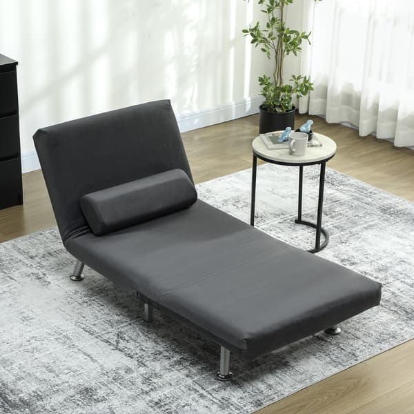 HOMAIRE Klappsängsfåtölj med bäddfunktion, mörkgrå i sammetimitation, justerbar ryggstöd 75x70x75 cm Mörkgrå