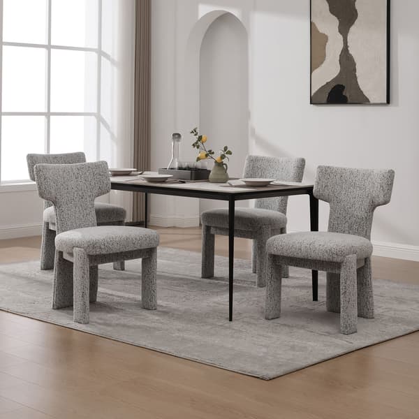 HOMAIRE Chenille matstolset 2-pack med gummiträben, vit och svart Vit+Svart 64 x 56 x 86 cm