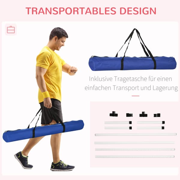 HOMAIRE Agility-set för hund, 4 delar, höjdjusterbart med bärväska Vit