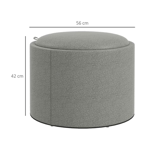 HOMAIRE sittpuff med förvaring, vändbart lock, grå polyester och MDF, 56x56x42 cm Grå