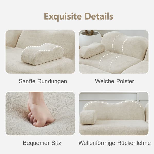 HOMAIRE 4-sits modulsoffa i U-form med 2 ottomaner, beige sammet Beige 384 x 167 x 70 cm