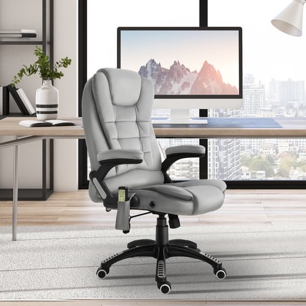HOMAIRE Ergonomisk Kontorsstol med Massage och Värme, Justerbar, Grå Sammet Grå 67 x 74 x 120 cm